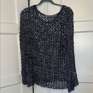 Roz & Ali Navy Open-Knit Women's Sweater